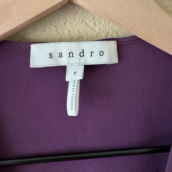 Sandro Silk Rhinestone Embellished Cocktail Dress - Purple Black - US Size 4 - Picture 4 of 9